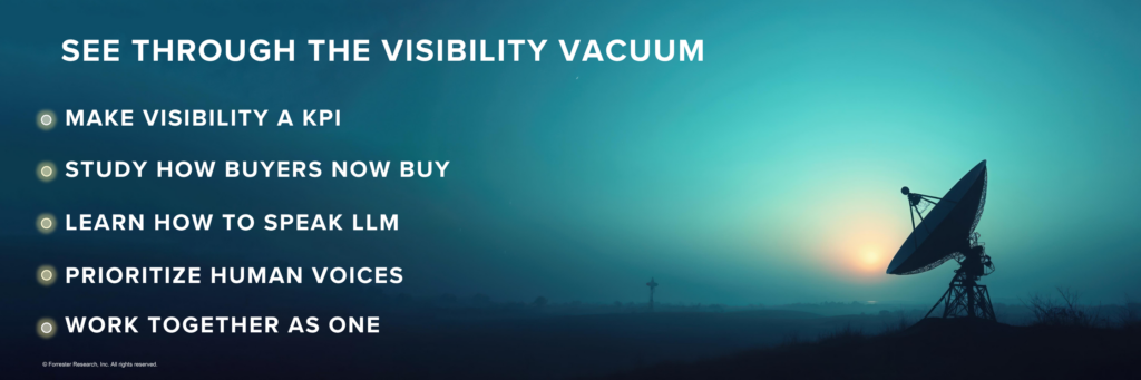 Slide: See Through the Visibility Vacuum with five bullet actions for improving visibility.